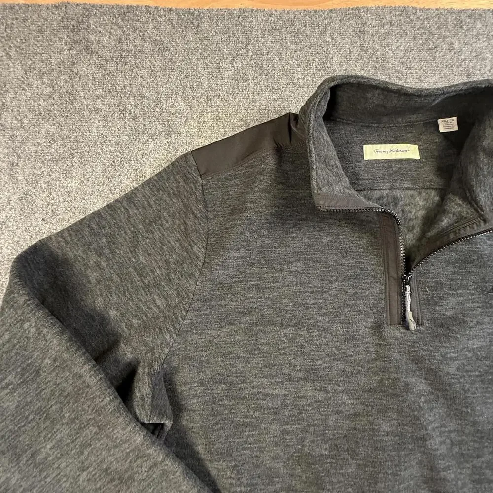 Tommy Bahama Men's Gray Quarter-Zip Pullover Fleece‎ Sweater XXL #1830